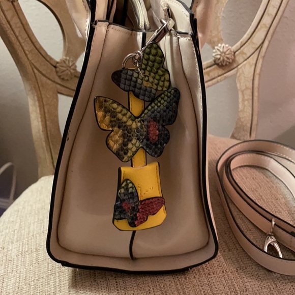 Purse Handbag Natural Ivory Tan Butterflies Summer - Picture 5 of 15